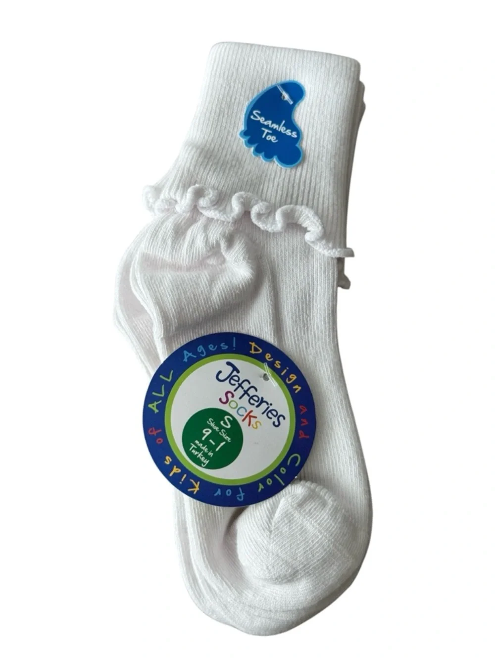 5 Pair Girls White Socks Bundle Trimfit & Jefferies Ruffle Seamless Toe NWT